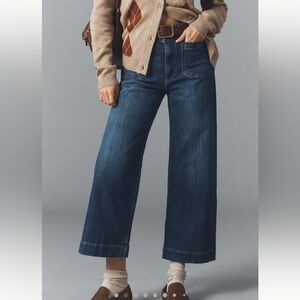 Maeve Anthropologie The Colette Cropped High-Rise Wide-Leg Jeans, Size 32